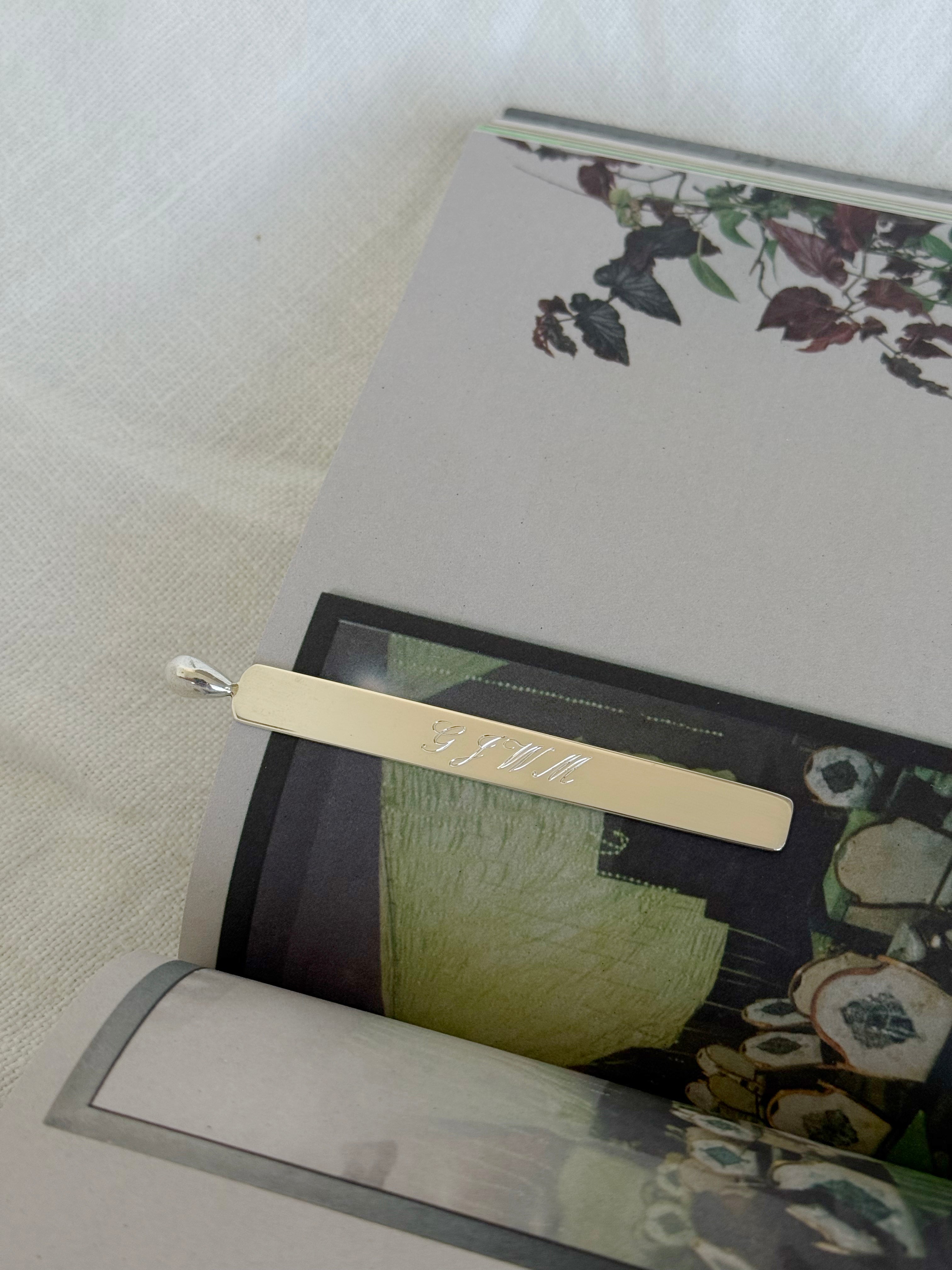 Sterling Silver Bookmark engraved with initials 